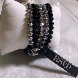 RSVP Silver and black shiny bead bracelet pack